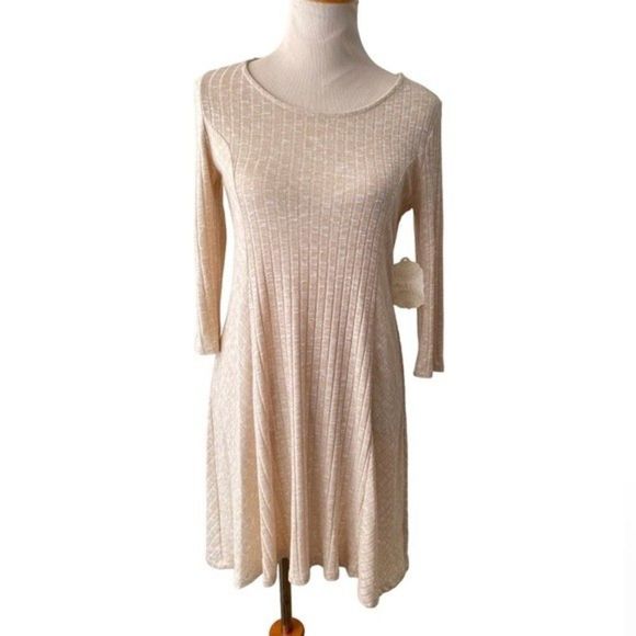 Altar'd State NWT ribbed knit dress stretch A-line heather tan women’s size S - Picture 11 of 12